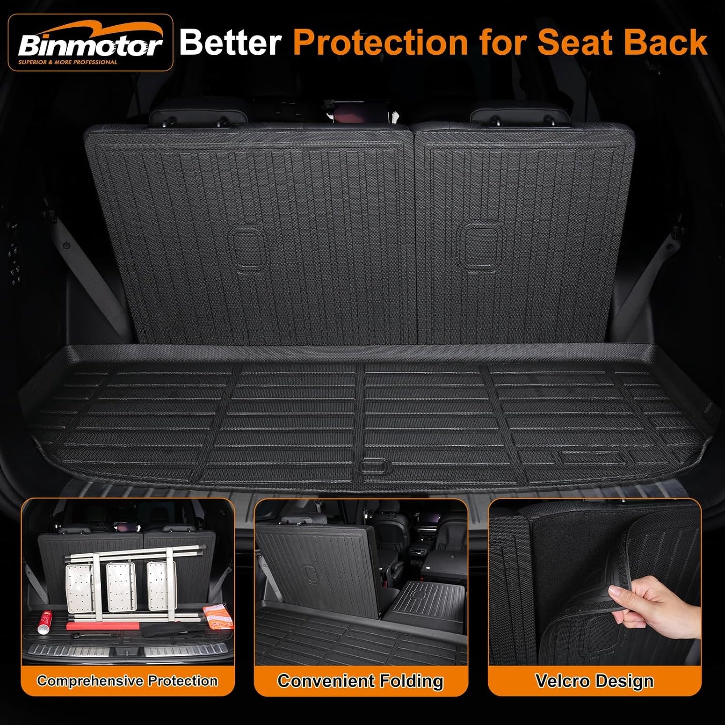 Binmotor-All Weather Floor Mats Cargo Liner Custom Set for Kia Sorento 2021-2025 6/7 Passenger(Not for Hybrid), Heavy Duty TPE Car Floor Liners for Sorento Accessories