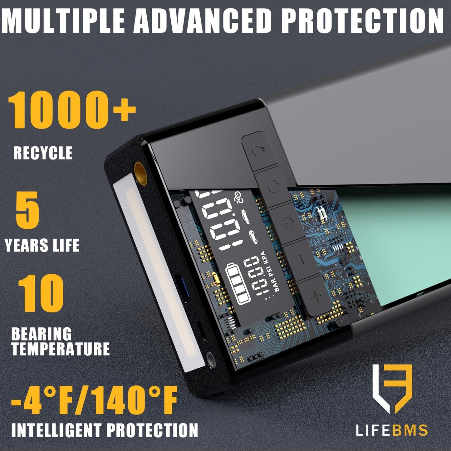 VTOMAN X7 Jump Starter with Air Compressor, 4250A Portable Car Starter (Up 10L Gas/10L Diesel Engine) with 160PSI Digital Tire Inflator,12V Lithium Battery Charger Booster Box with Jumper Cables