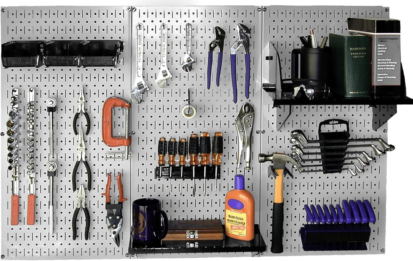 Wall Control Metal Pegboard Tool Organizer and Gray Metal Pegboard Pack