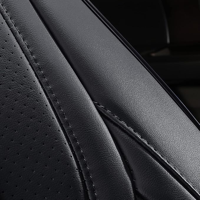 Huidasource F150 Rear Bench Car Seat Covers, Leather Back Row Seat Cushion Cover Fit for 2015-2025 Ford F150 SuperCrew & 2017-2025 F250 F350 F450 Super Duty Crew Cab XL XLT Lariat(Back Row/Black)