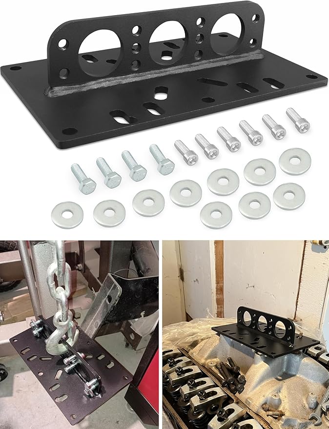 LS Engine Lift Plate for Chevy Ford SBC BBC LSX Engine Motor Carb Hoist Lifting Stand Universal Engine Lift Plate Black
