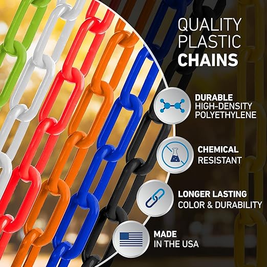 US Weight Security Chain with Plastic Chain Links Enhanced with SunShield UV-Resistant Technology, Made in the USA