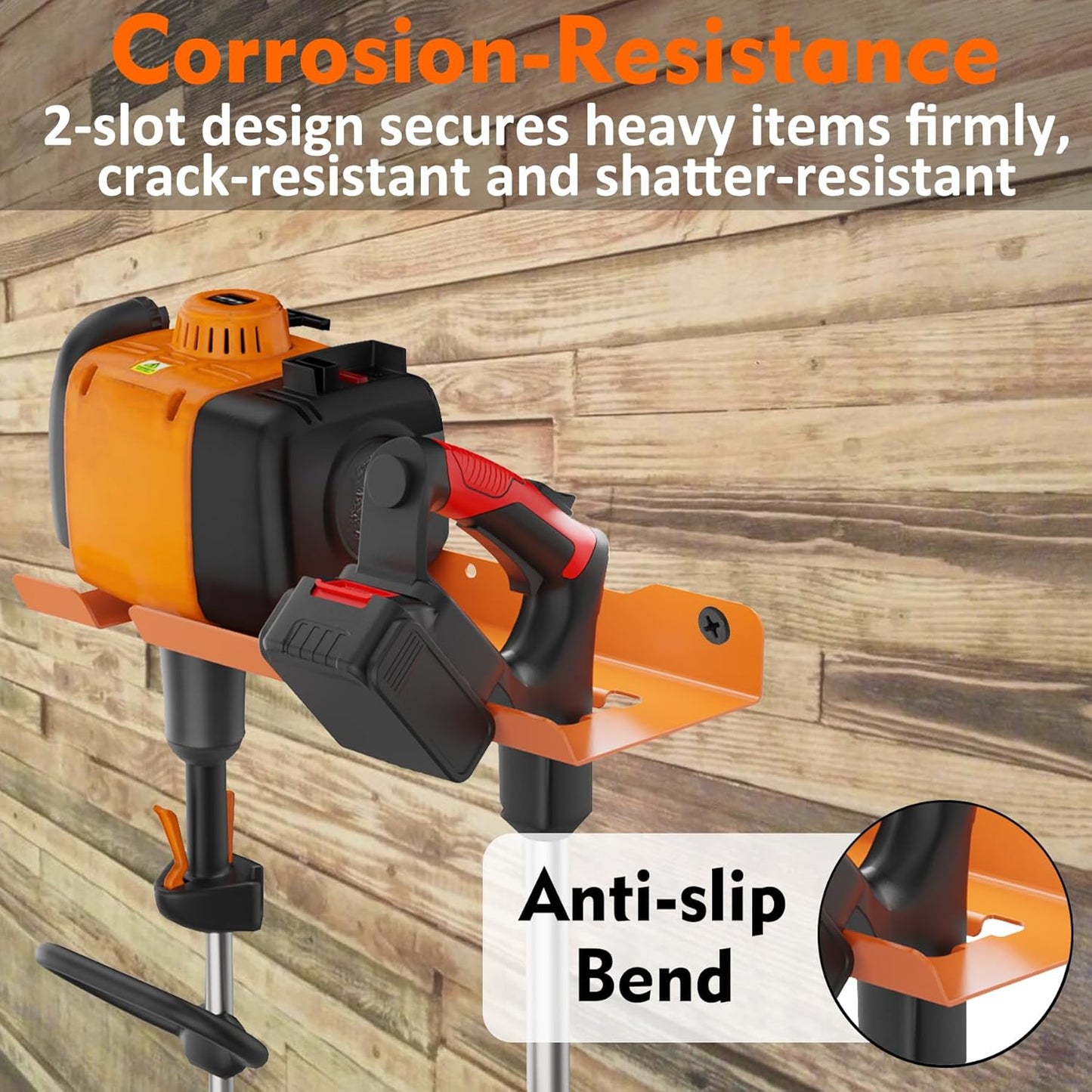 MUTUACTOR Weed Eater Hanger Heavy Duty,2 Slots Large Opening Garage Organizer WeedEater Hanger Wall Mount,Space-Saving Garden Power Tool Organizer for Holding Heavy Tools in Shed,Yard or Garden