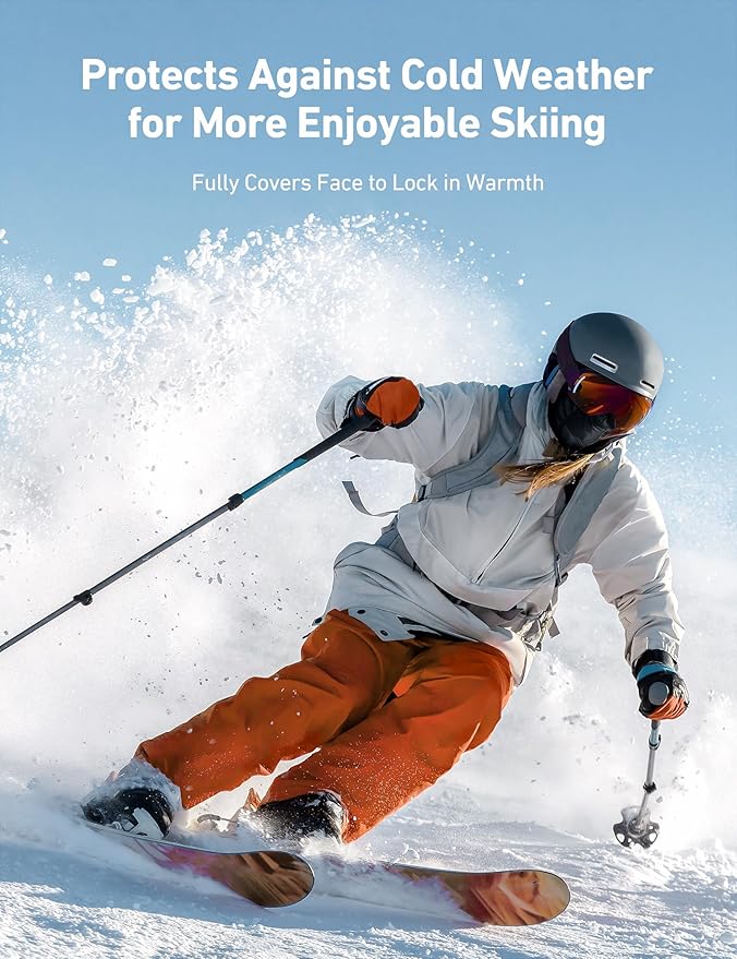 AstroAI Ski Mask Windproof Balaclava for Cold Weather, Winter Face Mask Breathable Stretchable for Skiing, Snowboarding, Gray
