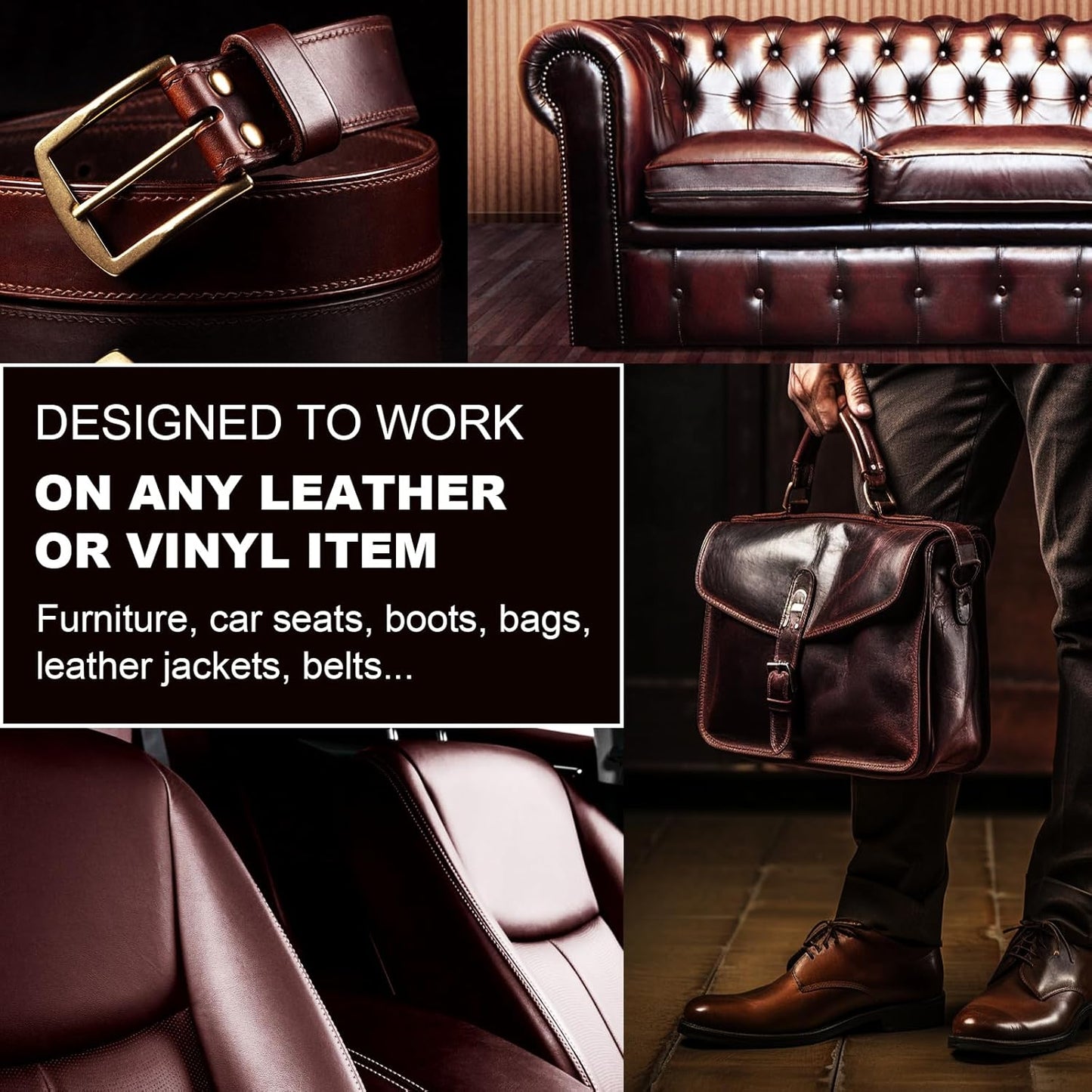 Black Leather Recoloring Balm, 12oz Leather Color Restorer for Couches, Leather Repair Kit for Furniture, Leather Dye for Leather Fade, Leather Repair Restore car seat