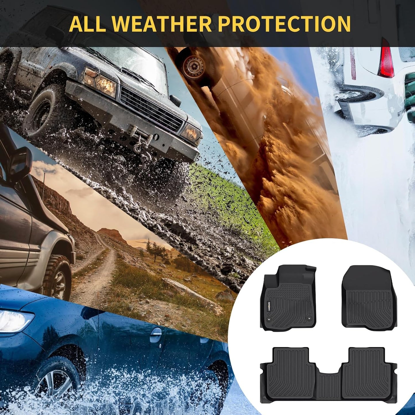 GINOWY- Floor Mats & Cargo Liner for Dodge Hornet 2023 2024 2025 GT/GT Plus & R/T Plug-in Hybrid, TPE All Weather Protection 2024 Hornet Car Mats, Non-Slip Trunk Mat Waterproof Floor Liners Black