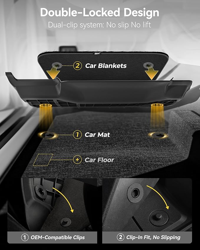 3W Floor Mats & Carpets Custom Fit Toyota Tacoma 2016-2023 (Only for Double Cab and Automatic), TPE Floor Liner Thickened Carpet with Safety Locks and Driver Heel Pad for Tacoma Cars Accessory