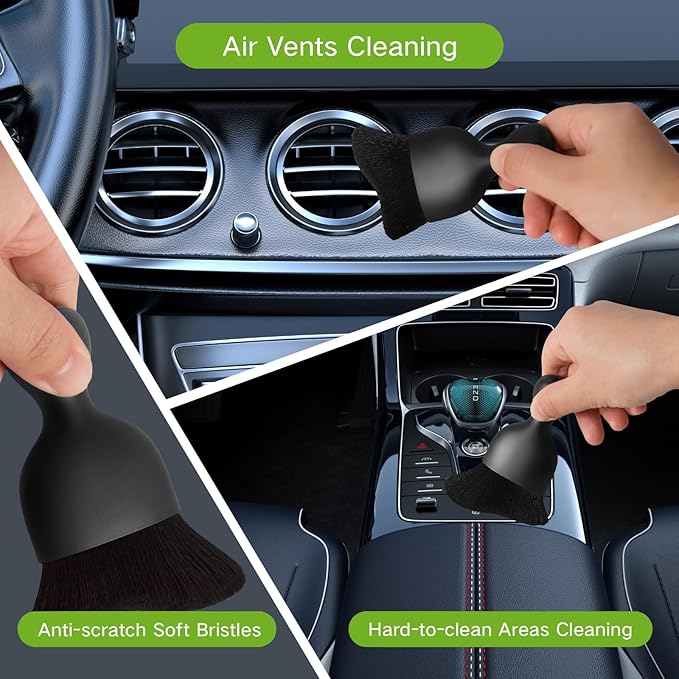 10pcs Windshield Cleaning Tool Inside Car Window Cleaner Wash Kit with 4 Reusable Microfiber Pads 1 Spray Bottle and Extendable Handle Interior Auto Glass Wiper Kit, Green