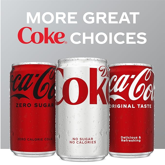 Diet Coke Soda Soft Drinks, 7.5 fl oz Cans, 6 Pack - Mini Soda Cans, Diet Cola