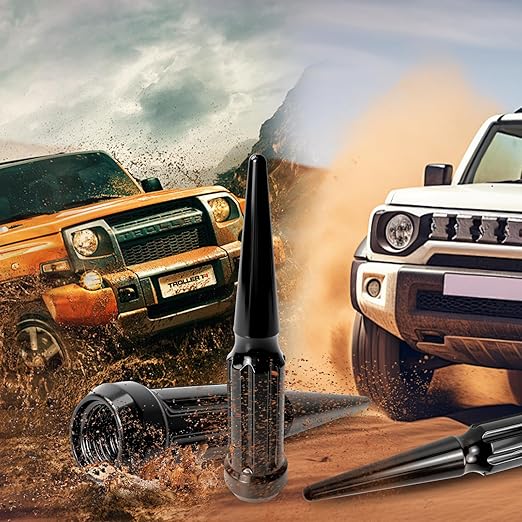 9/16-18 Spiked Lug Nuts, 3/4" Hex Closed End Nut with 1 Socket Key, Wheel Spiked Lug Nuts for Dodge Ram 1500 2500 3500, Ford F250 F350, Fit for Aftermarket Wheel (24Pcs,Black)