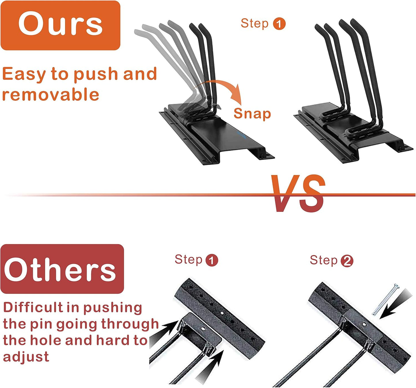 Garage Tool Storage Organizers Wall Mounted with 6 Removable Hooks and 3 Board, Super Heavy Duty Powder Coated Steel Garden Tool Hanger Rack for Chair, Broom, Mop, Rake Shovel & Tools