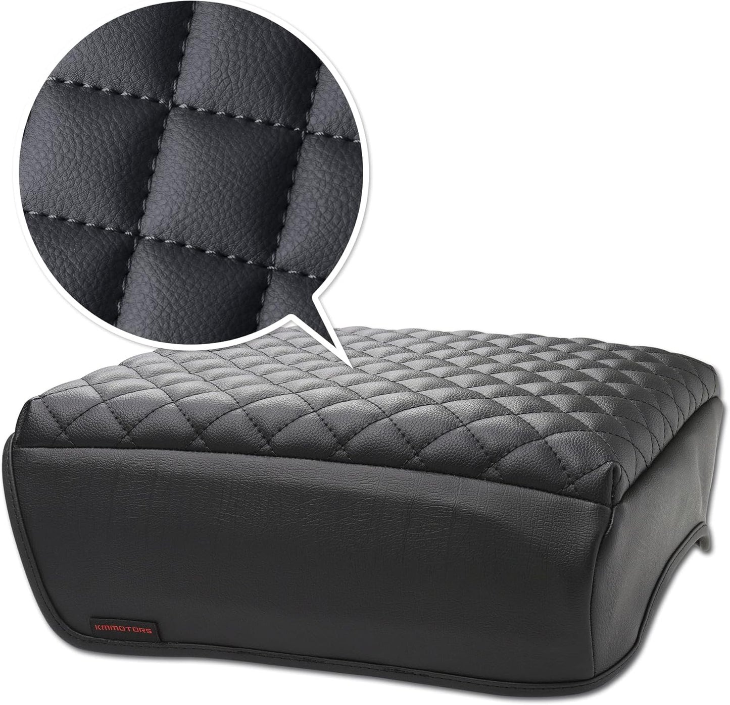 KMMOTORS F150(2021-2025) Center Console Cover, Thick Armrest Cushion, Funda para consola de coche, Car Interior, Vegan Leather, Armrest Protector (2021~2025, Full Cover Black), F150 Accessories