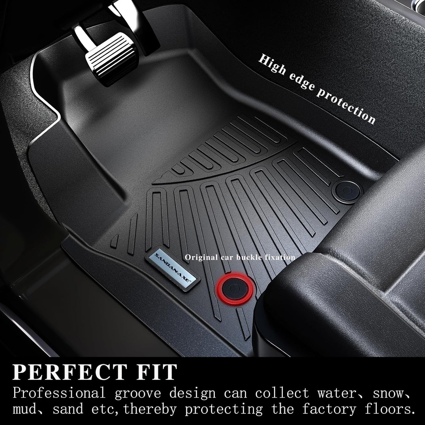 Floor Liners for 2026 Passport TPE All Weather Protection 1st & 2nd Row Car Floor Mats Accessories-Black