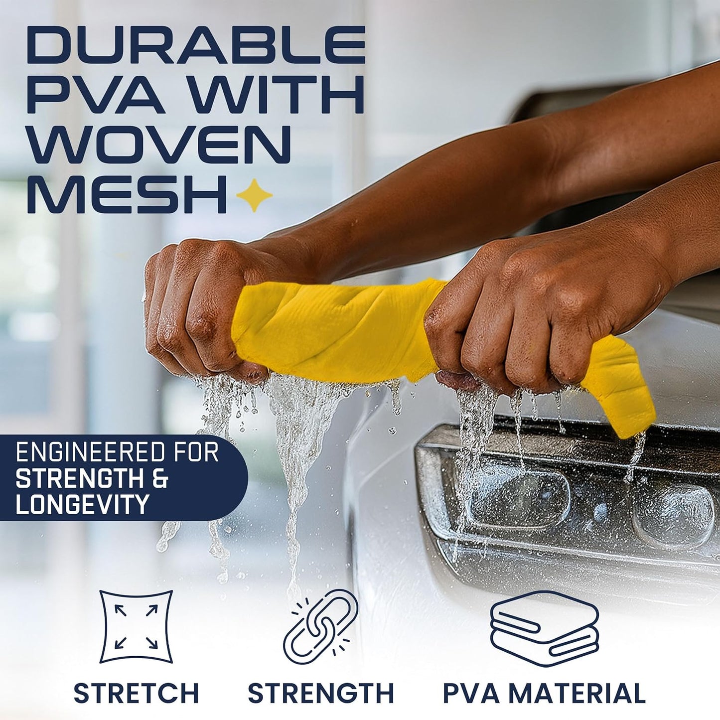 Premium Large Shammy Towel for Car - 2pk (26"x17") - Super Absorbent, Streak-Free, Lint-Free, Scratch-Free Cloth for Cars, Boats, Home - Long Lasting Synthetic Leather Chamois + Hanging Storage Tubes