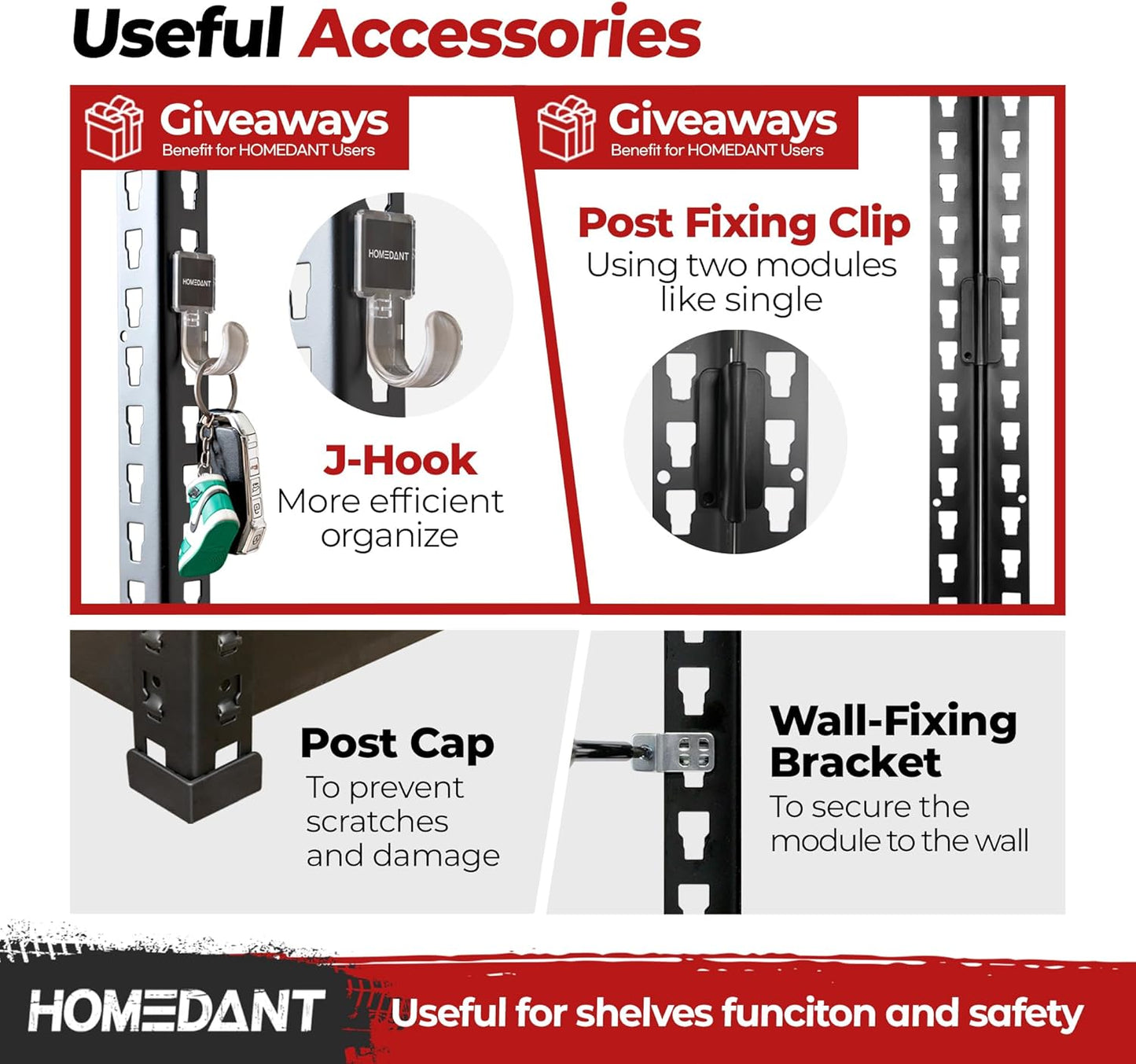 HOMEDANT 5-Tier Laminated Boltless Heavy Duty Metal Shelving Unit Adjustable Garage Storage Utility Rack Shelves Organization Multipurpose Shelf Warehouse Industrial 39.8" W x 18.2" D x 71.3" H 4Pack
