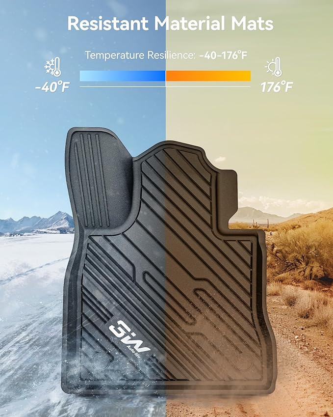 3W Floor Mats Custom Fit for 2020-2023 2024 2025 Ford Explorer 7 Passenger, All Weather TPE Full Set Car Accessories Floor Liner Including 3 Rows Car Mats (Includes Explorer Hybrid)