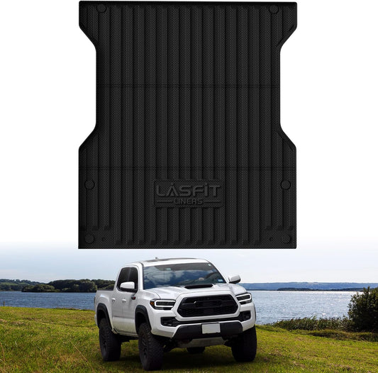 LASFIT Bed Mat for Toyota Tacoma 2024 2025 Truck Bed (5ft,5'Bed), All Weather 5 ft Rubber Car Bed Liner for Toyota Tacoma Accessories, TPE Trunk Mat&Cargo Liner, Black