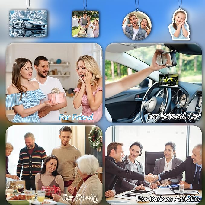10-1000Pcs Custom LOGO Air Fresheners, Customized Bulk Car Air Freshener, Personalized Photo Company Text LOGO Air Fresheners Brand Wedding Gifts (Square)