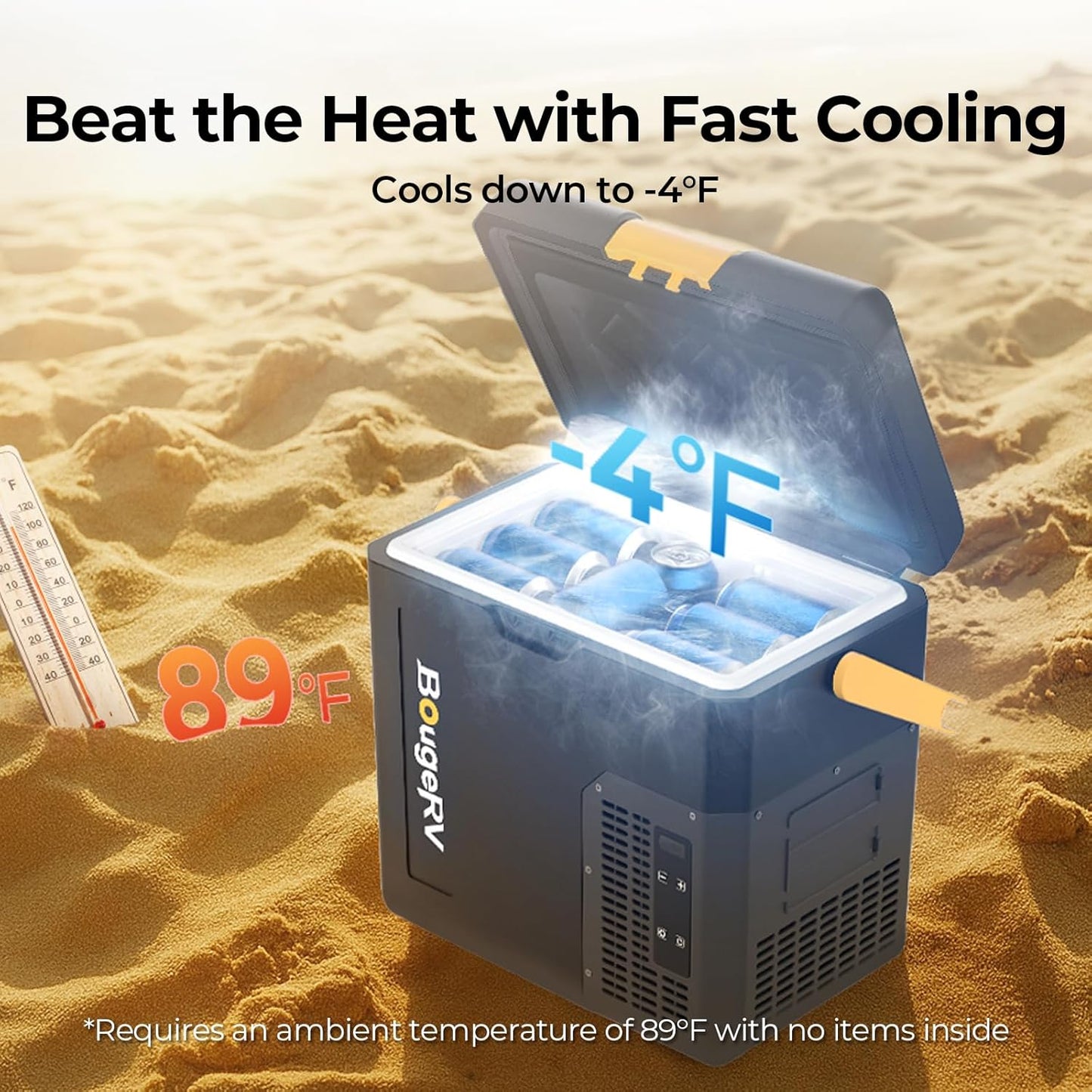 BougeRV CRH 12 Volt Refrigerator, 19QT Car Fridge, Car Refrigerator, 18L Portable Freezer, -4~68℉, 12/24V DC, 110~240V AC, Ideal for 2 People, Road Trips, Truck, Camping (Battery Not Included)