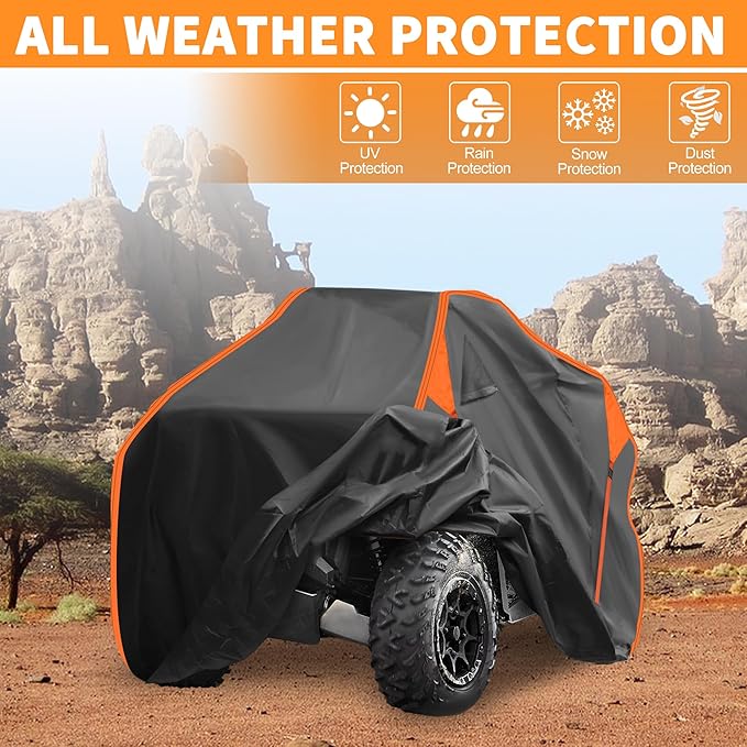 X AUTOHAUX ATV Cover for Can-am OUTLANDER XT 700/X MR 700 Waterproof 4 Wheelers Quad Cover Outdoor Sun Rain Storage Protection 210D-PU Black 230x124x123cm/90.6x48.8x48.4in