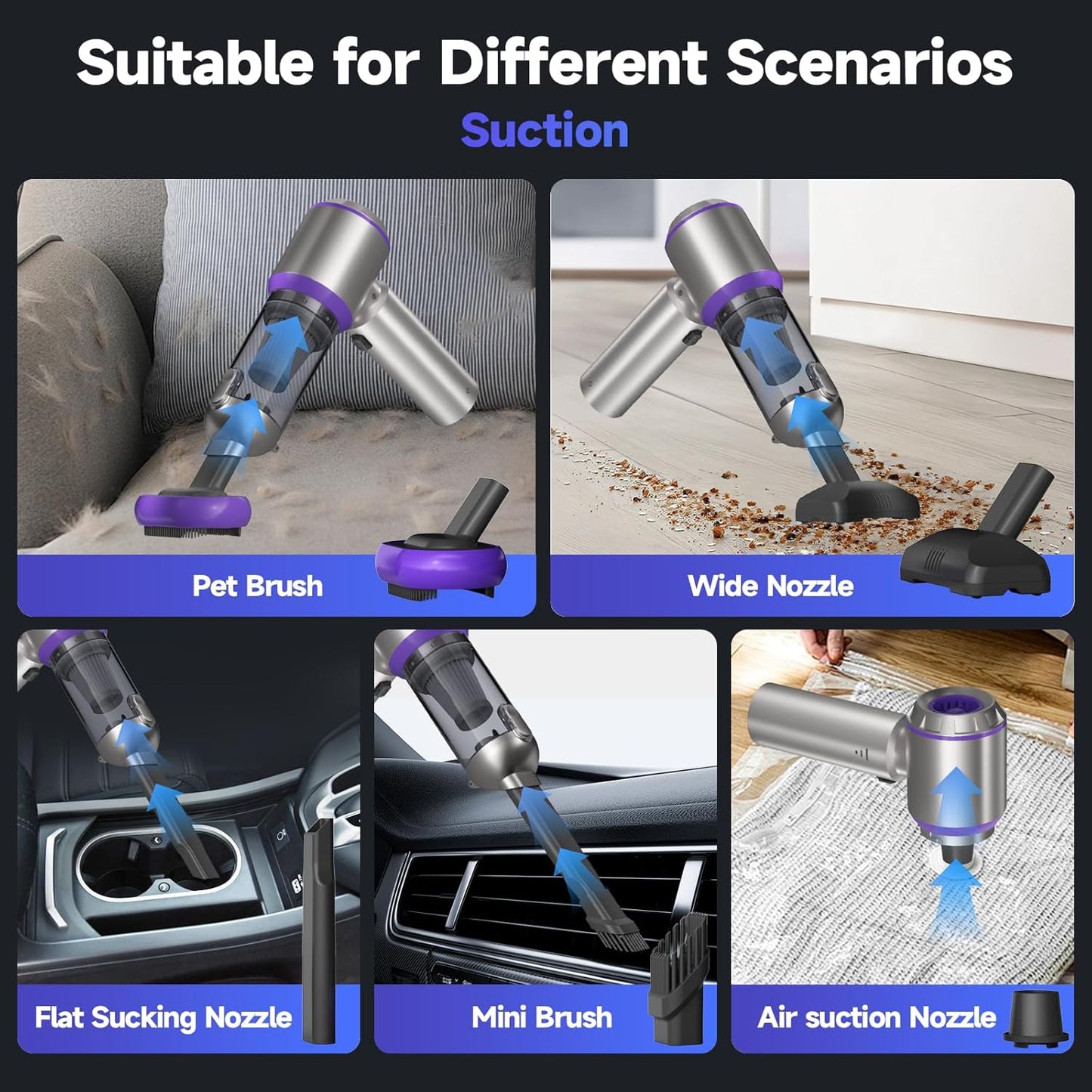 Car Vacuum Portable Cordless, 22000PA High Power handheld Vacuum Cleaner with Brushless Motor,11 in 1 Mini Hand Held Vacuum Cordless Rechargeable Air Duster/Blower/Pump for Car, Home, Pet, Office