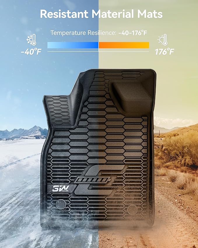 3W Floor Mats & Cargo Liner Fit for Ford Mustang Mach E 2021-2024 2025 TPE All Weather Custom Fit Floor Liner 1st 2nd Row and Trunk Mat Full Set Mats (Trunk Base Upper Only)