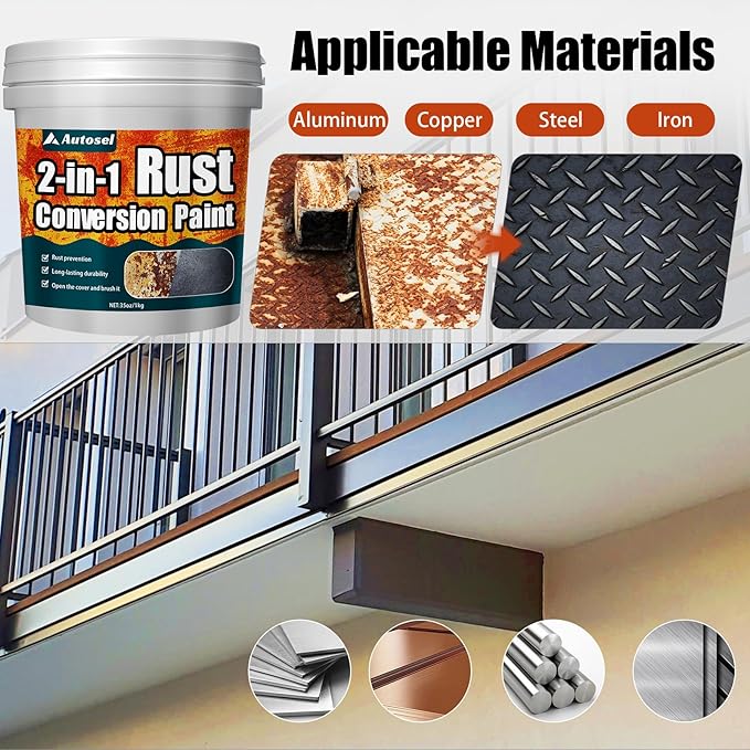 2-in-1 Rust Converter & Metal Primer, 35 oz Rust Remover & Inhibitor Paint for Metal, Stops Rust & Corrosion, Heat & UV Resistant Automotive Rust Reformer for Car, Truck Frame, Trailer – Black