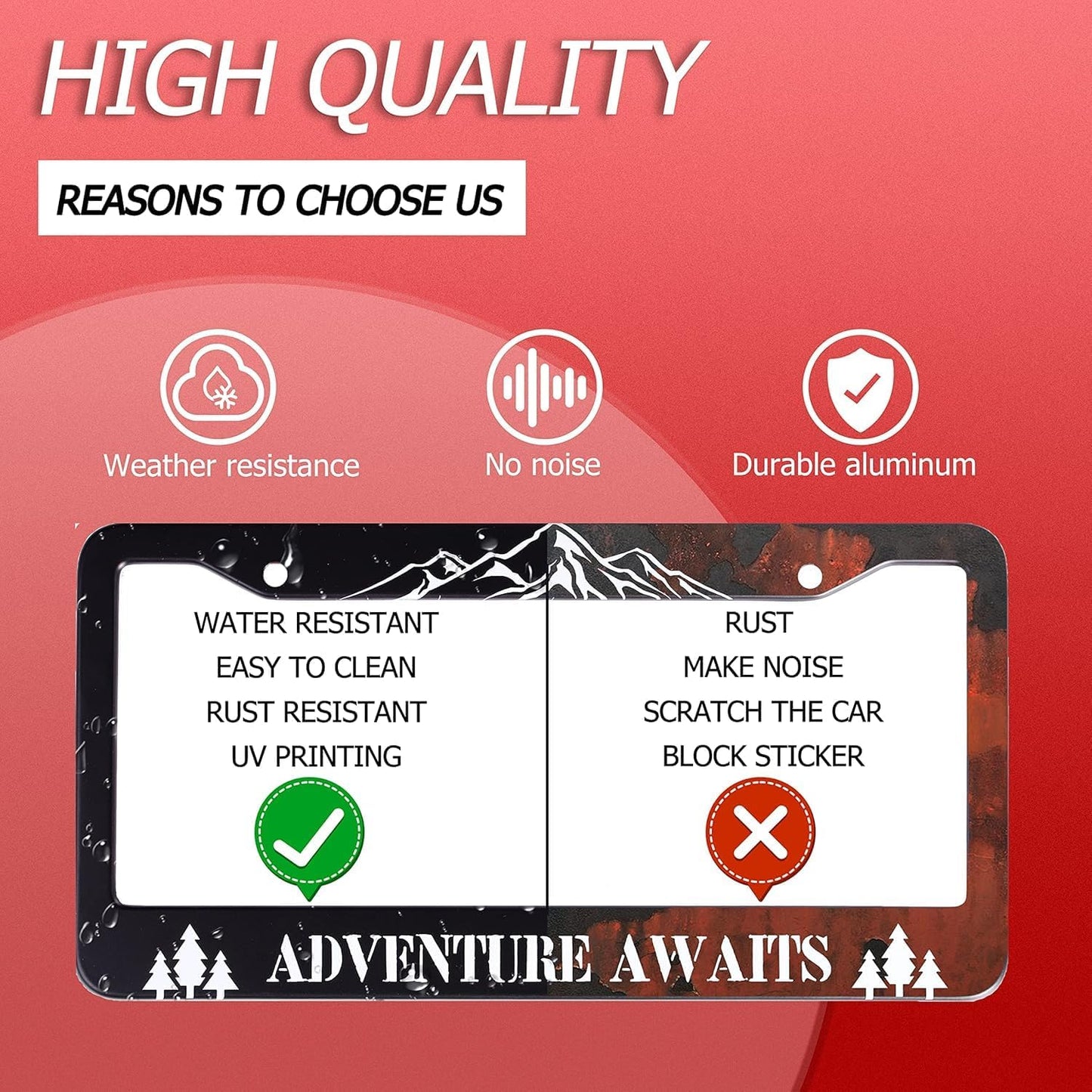 Personalized License Plate Frame White Cherry Blossoms Stainless Steel Accessory Flowers License Plate Holder Funny Car Decorative 2 Holes Fits Us Standard License Plates 12.2 X 6.3 in for Men Women