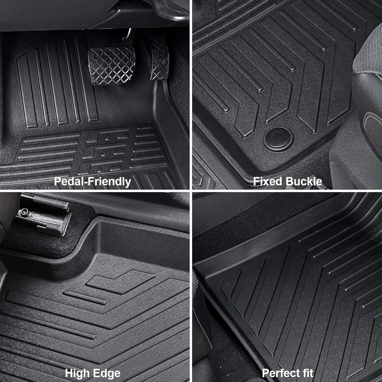 Floor Mats for 2018-2024 2025 Volkswagen VW Atlas 7 Seats(Not for Cross Sport), All Weather TPE Trunk Mat Cargo Liner with Backrest Mat for Atlas Accessories