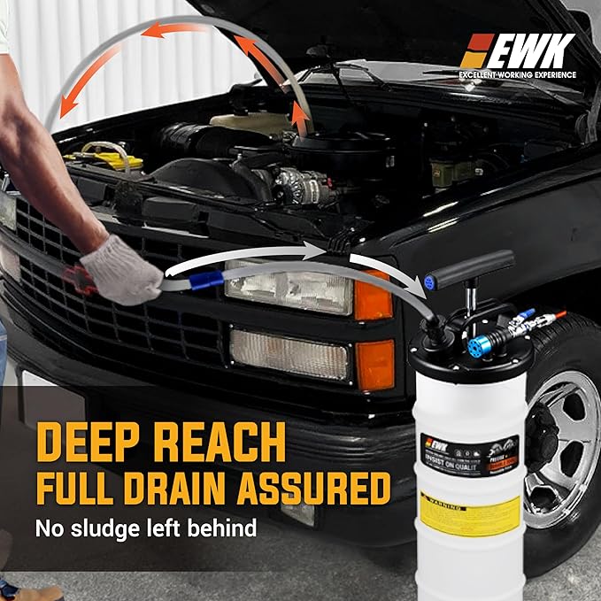 EWK 6.5L Pneumatic/Manual Oil Extractor, Oil Change Pump for Automotive Fluids Vacuum Evacuation, Fluid Extractor Pump Tool for DIY Mechanics
