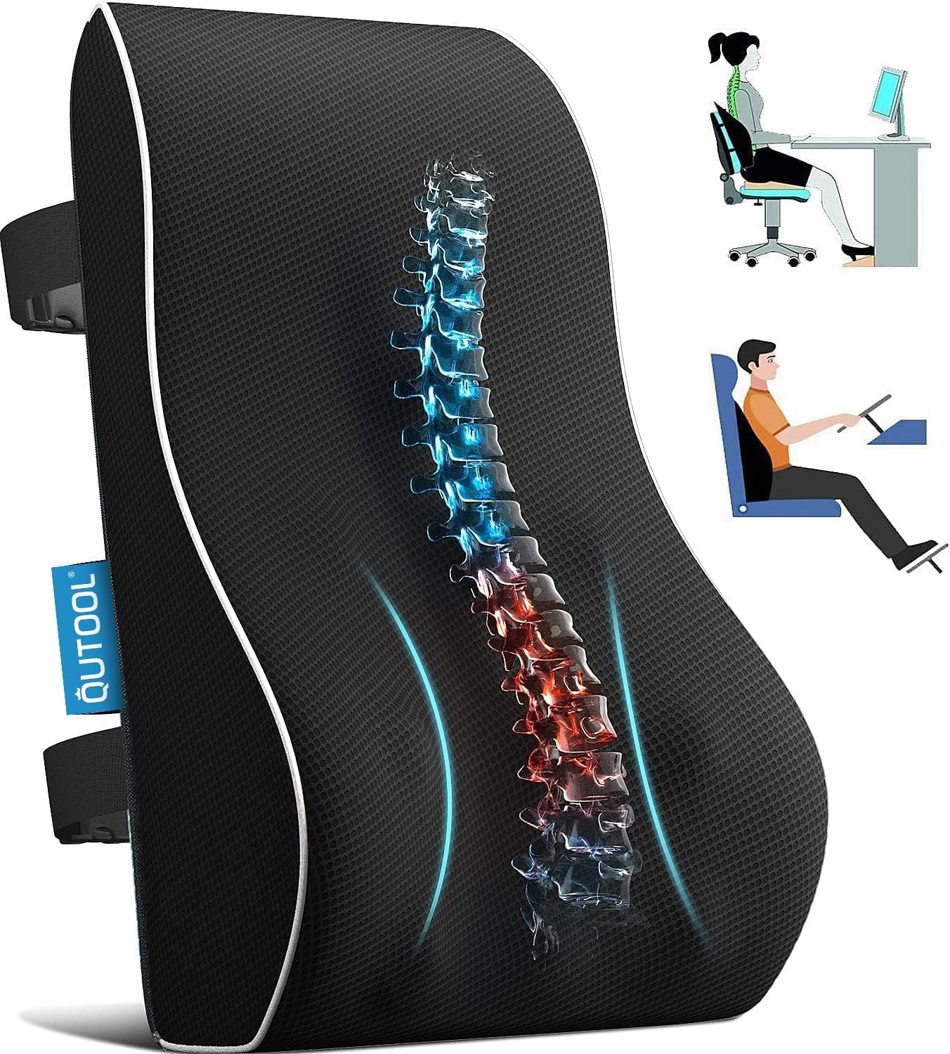 Lumbar Support Pillow for Office Chair,Office Home, College Dorm Room Essentials,Back Support Pillow for Car, Chair Cushions,Back Pain Relief Improve Posture,Mesh Cover Double Adjustable Straps