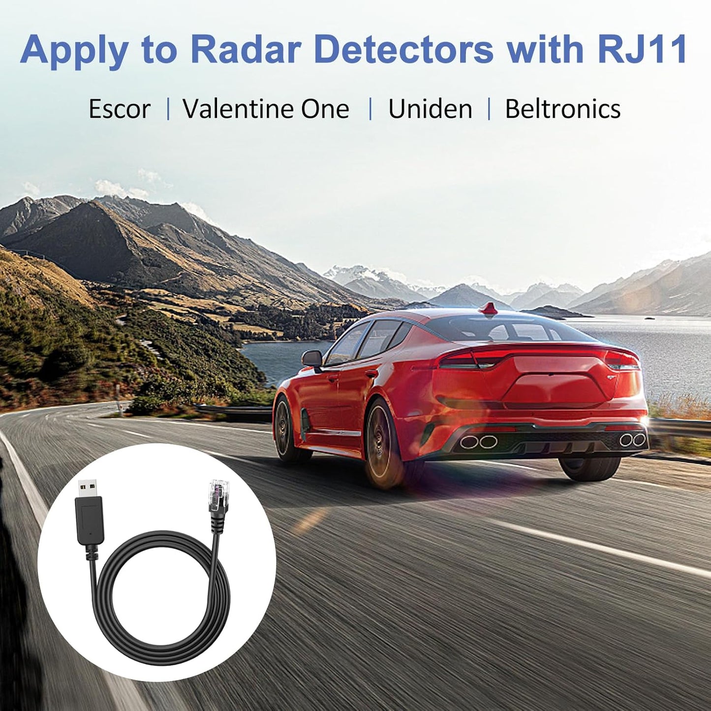 Radar Detector Power Cable, USB to RJ11 DC3.5 Cable,Replacement Radar Detectors Power Cable,for Escort Unide Radenso XP Beltronics Cob'r'a Whistler Radar Detector (RJ11-1.6FT)