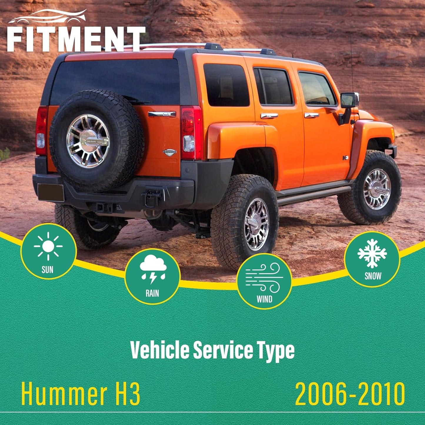 17" 16" 10" Windshield Wiper Blades Replacement for Hummer H3 2006 2007 2008 2009 2010 Premium All Weather Front Rear Wipers Set - OEM Quality (Pack of 3)