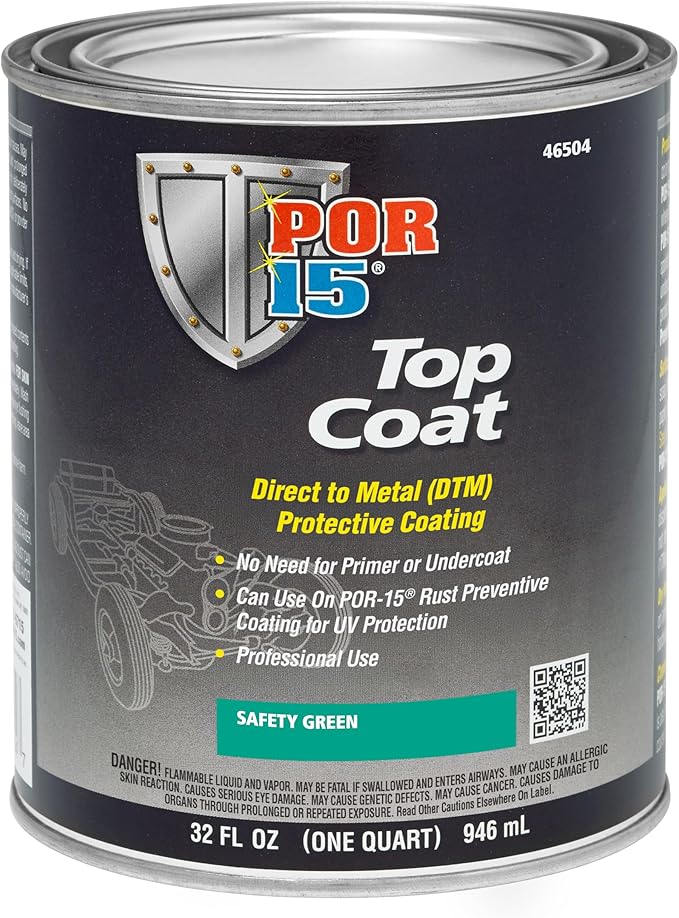 POR-15 Top Coat Paint, Direct to Metal Paint, Long-term Sheen and Color Retention, 32 Fluid Ounces, Safety Green