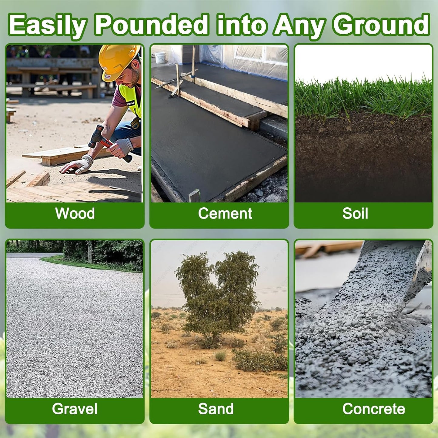 VVOKGO Rebar Stakes 24 Inch J Hook Heavy Duty Ground Anchors (16pcs), 3/8 Inch Diameter Metal Steel Extra Long Fence Stakes with Chisel Point End for Greenhouse, Gazebo, Carport, Camping Tents, Black