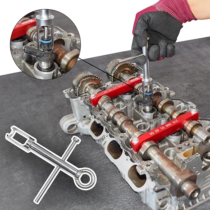 Engine Timing Tool Kit, Compatible with Mercedes Benz M157/M276/ M278, Camshaft Timing Tool with T100, Fuel Injector Puller, Rotary Rod, Fixing Screw, with Case and Gloves
