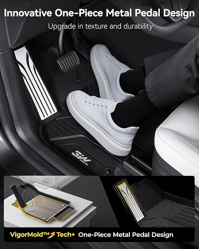 3W Tesla New Model Y Juniper Floor Mats and Cargo Liners, Full Set TPE Floor Liner for 2025 2026 Model Y, Cargo Mats and Seat Back Cover Protector, Car Mats for 2026 Tesla Model Y Juniper Accseeories