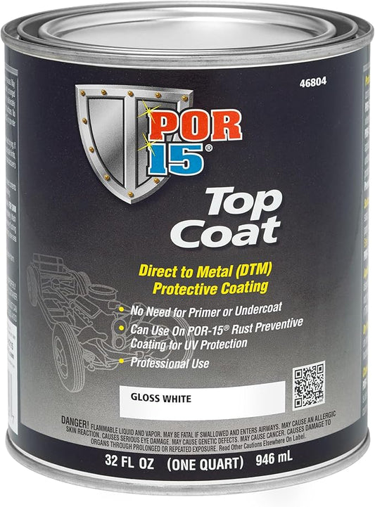 POR-15 Top Coat Paint, Direct to Metal Paint, Long-term Sheen and Color Retention, 32 Fluid Ounces, Gloss White