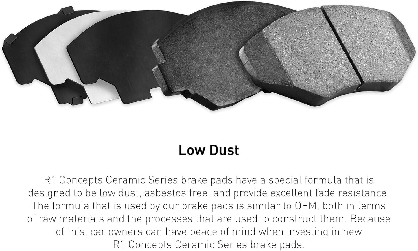 R1 Concepts Front R1 Concepts Ceramic Series Brake Pad With Rubber Steel Rubber Shims