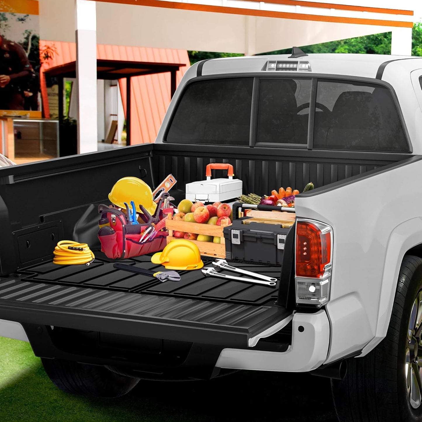 AUTOSAVER88 5.8FT Truck Bed Mat Fit for Chevrolet Silverado/GMC Sierra 1500 2019-2025, All Weather Protection TPE Heavy Duty Pickup Cargo Mat for Chevy Silverado Bed Liner Accessories, Black