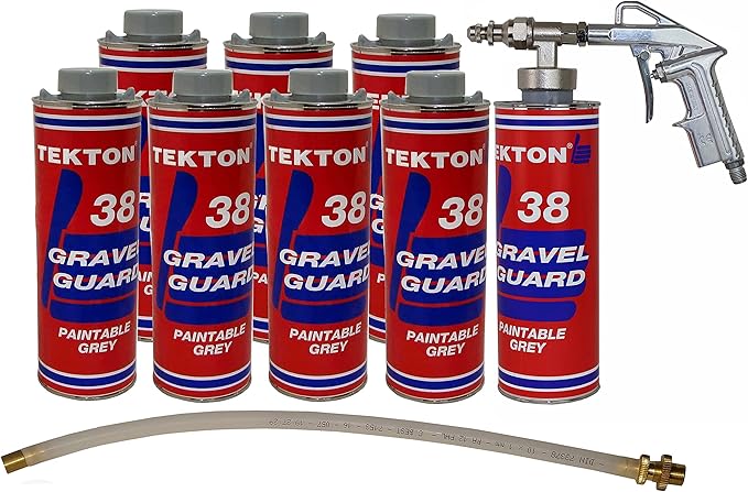 Automotive Undercoating for Cars, RVs, Commercial Vehicles, Trucks, Gray Undercoating Kit (8 Liter Cans + 1 Spray Gun + 1 Wand) Rubberized Paintable Undercoating