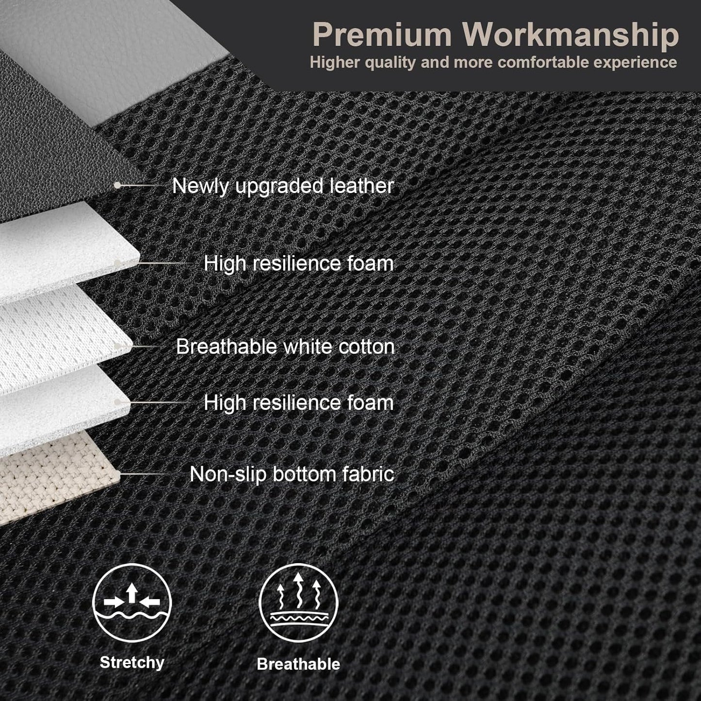 GIANT PANDA Front Car Seat Cover Custom Fit Toyota, 3D Air Mesh Car Seat Covers for Toyota Rav4 Camry Highlander Corolla Prius (Grey+Black) 2-Pack