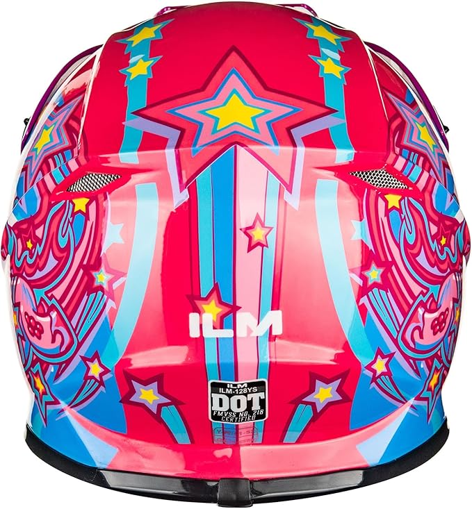 ILM Youth & Kids Dirt Bike Helmets Motocross ATV Dirtbike BMX MX Offroad Full Face Motorcycle Helmet, DOT Approved Model 128YS (Pony Pink, Youth-Medium)