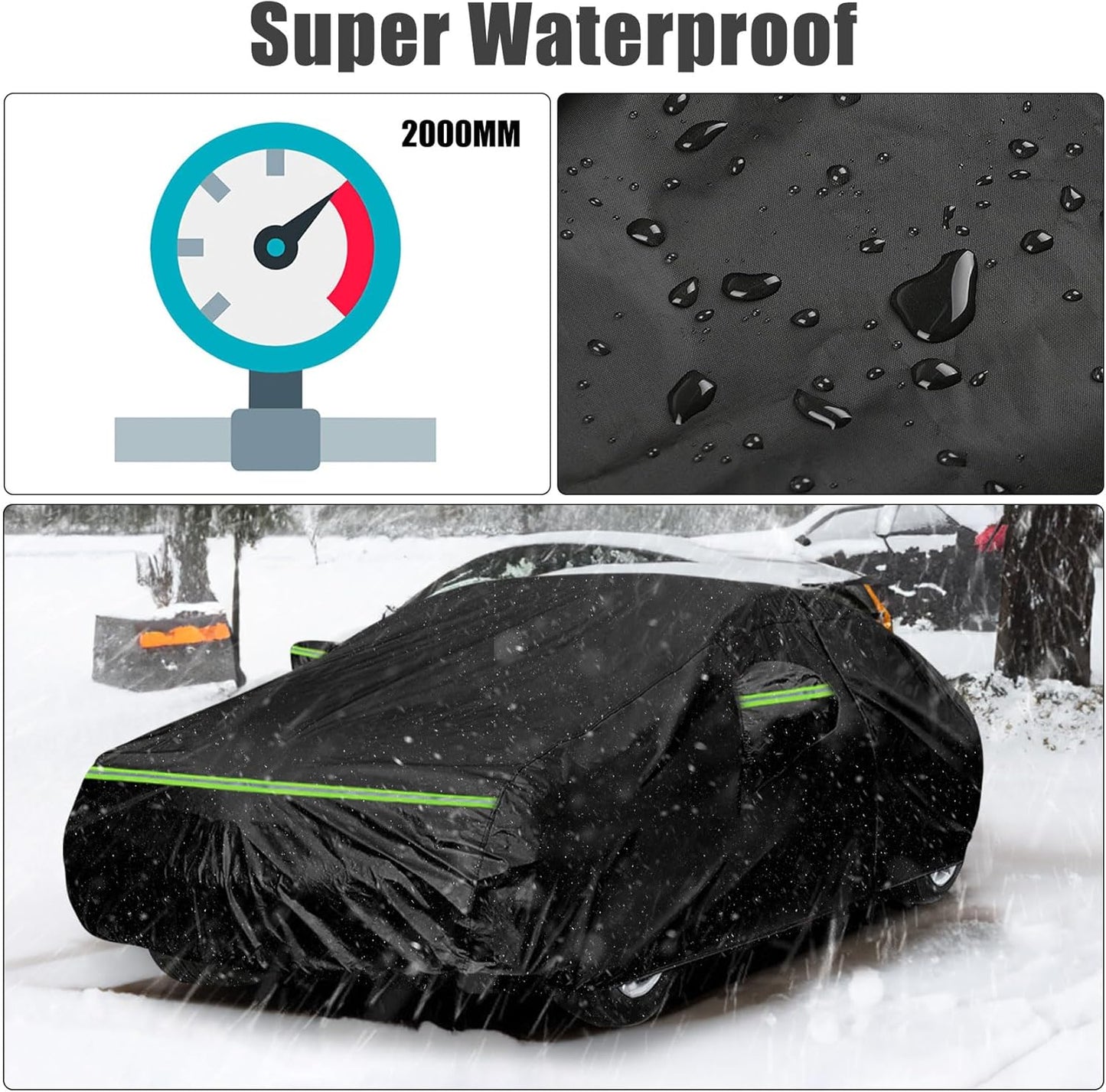 Waterproof Car Cover Compatible with Toyota Avalon 2005-2025, Black 210T Inside Cotton Cover with Door Zippers for Snow Rain Dust Outdoor Protection