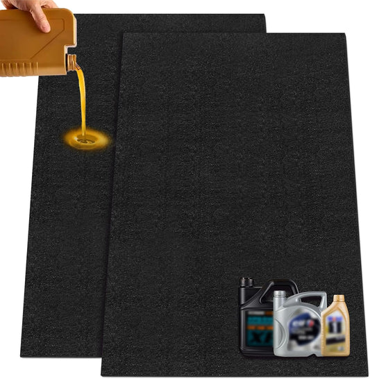 LINLA 61" x 39" (2-Pack) Absorbent Oil Mat, Contains Liquid Garage Floor mat, Motorcycle Rug for Garage，Reusable, Washable, Protects Floor or Driveway Surface, Shop,Parking