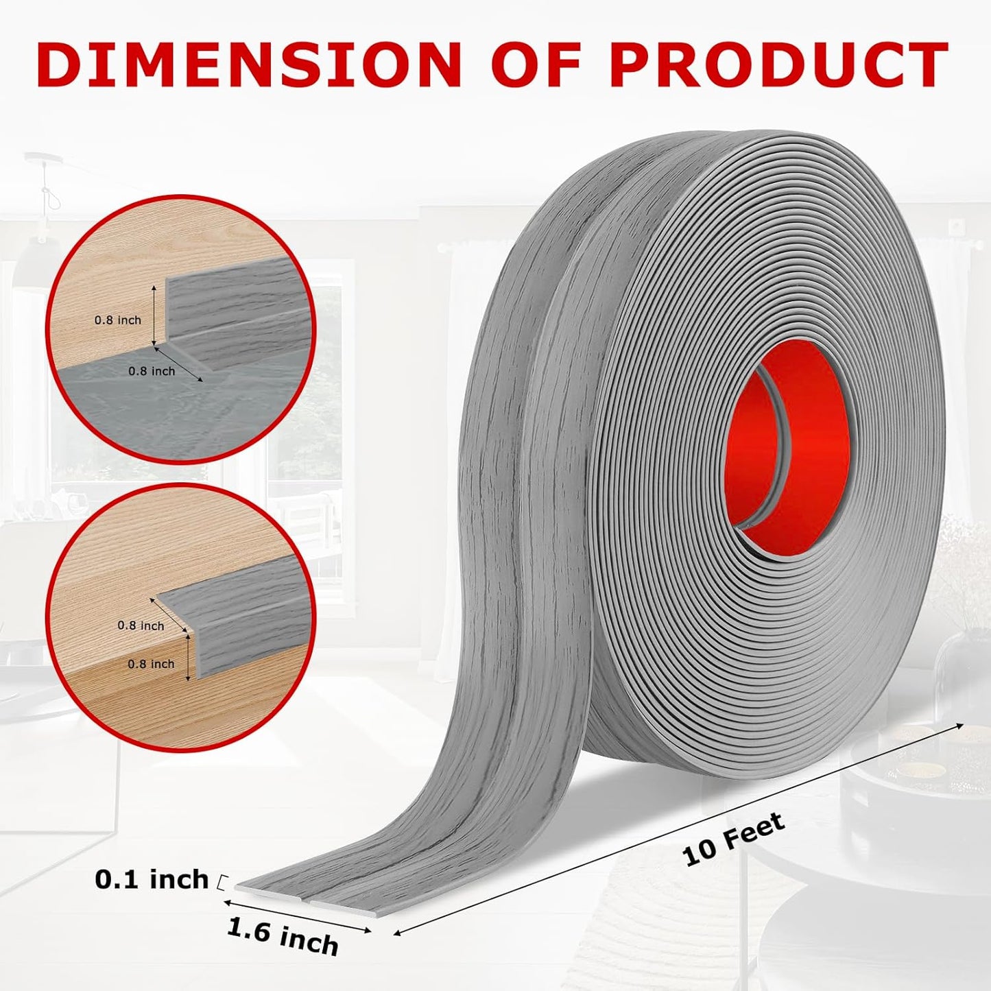 Flexible Wall Corner Protector Moulding Trim Peel and Stick Wall Corner Guards Edge Protector Self Adhesive Molding Trim Strip for Edge Ceiling (Light Gray Wood Grain, 1.6 in x 10 Ft)