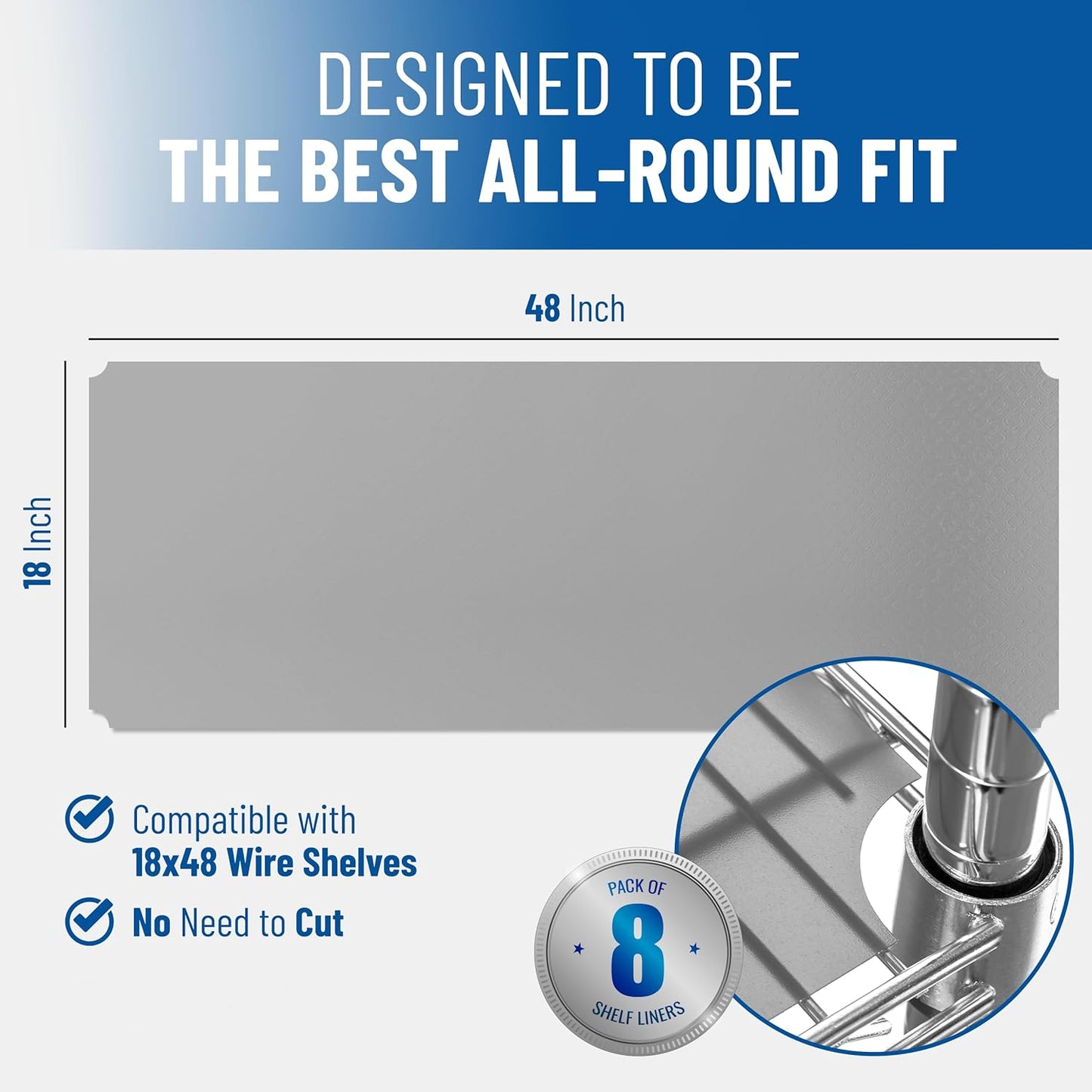 Sterling Shelf Liners Wire Rack Covers: Plastic Shelf Liner Cover for Wire Shelving: Cover Mats for Shelves in Pantry, Closet, and More: 18x48 Inch: Graphite, Set of 4