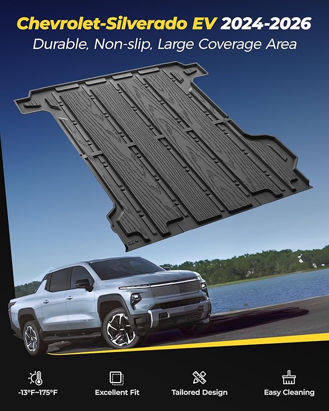 3W Front Trunk Mat & Trunk Bed Mat Fit Silverado EV/GMC Sierra EV/Sierra EV Denal 2024 2025 2026,All Weather TPE Custom Fit Car Accessories for Silverado EV/GMC Sierra EV/Sierra EV Denali