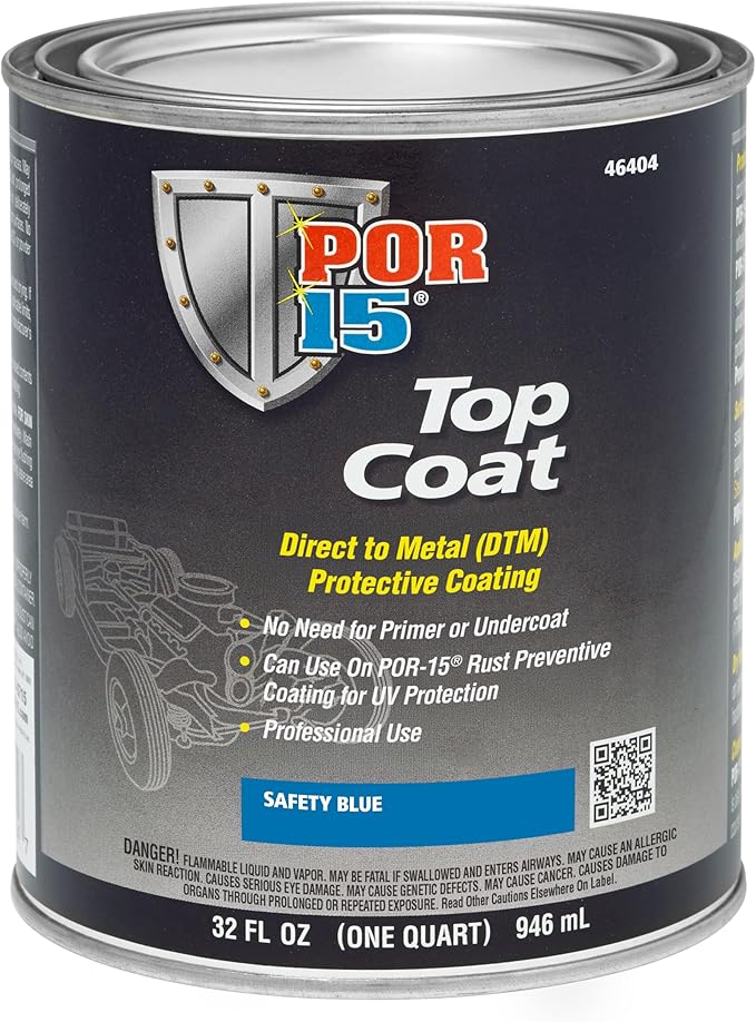 POR-15 Top Coat Paint, Direct to Metal Paint, Long-term Sheen and Color Retention, 32 Fluid Ounces, Safety Blue