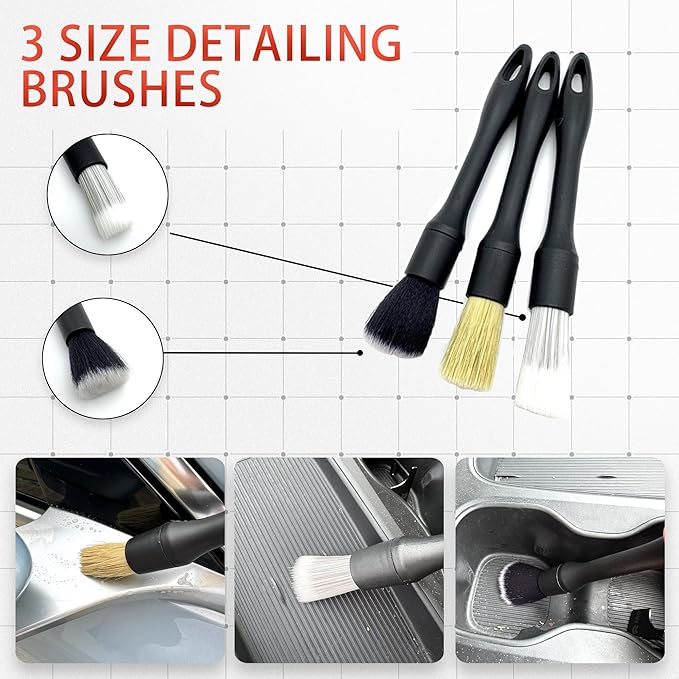 15Pcs Car Detailing Kit, Interior Detailing Brush Set with Cleaning Gel Vents Tools for Car Exterior Tire Wheel Engine Care (D：15PCS)